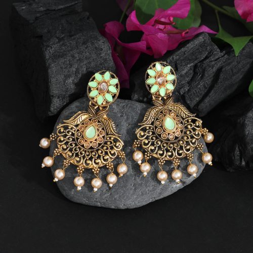 Light Green Color Antique Earrings