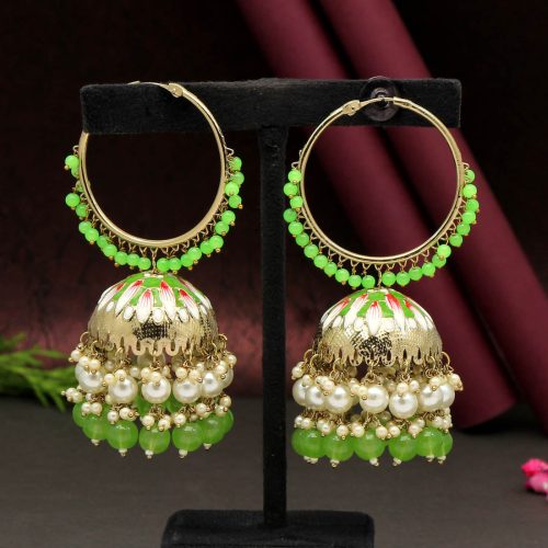 Light Green Color Meenakari Earrings