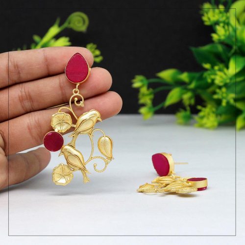 Magenta Color Amrapali Earrings