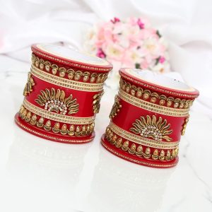 Maroon Color 1 Set Of Bridal Bangles Size: 2.4-0