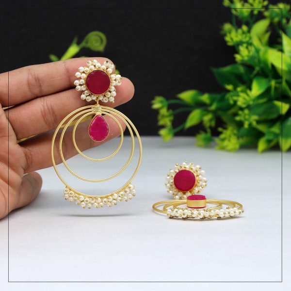 Maroon Color Amrapali Earrings-0