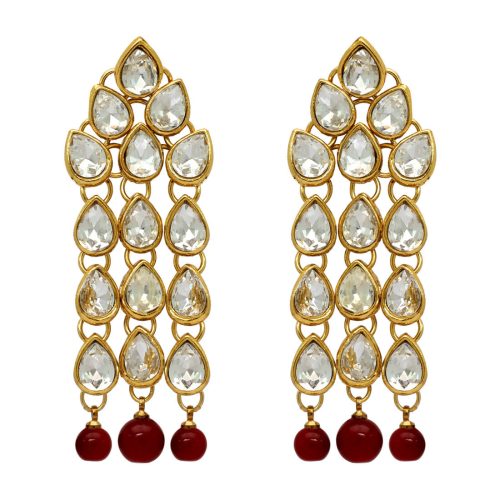 Maroon Color Beautiful Design Kundan Earrings