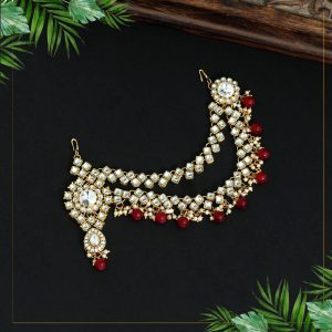 Maroon Color Kundan Maang Pasa-0