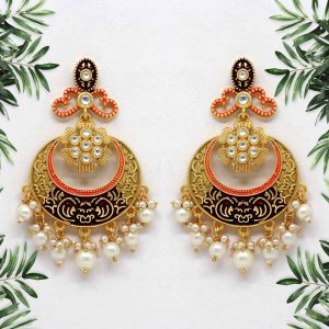 Maroon Color Mint Meena Earrings-0