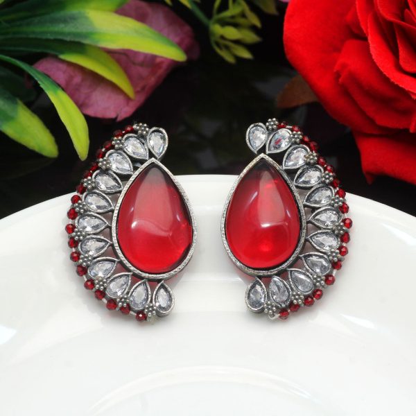 Maroon Color Premium Oxidised Earrings-0