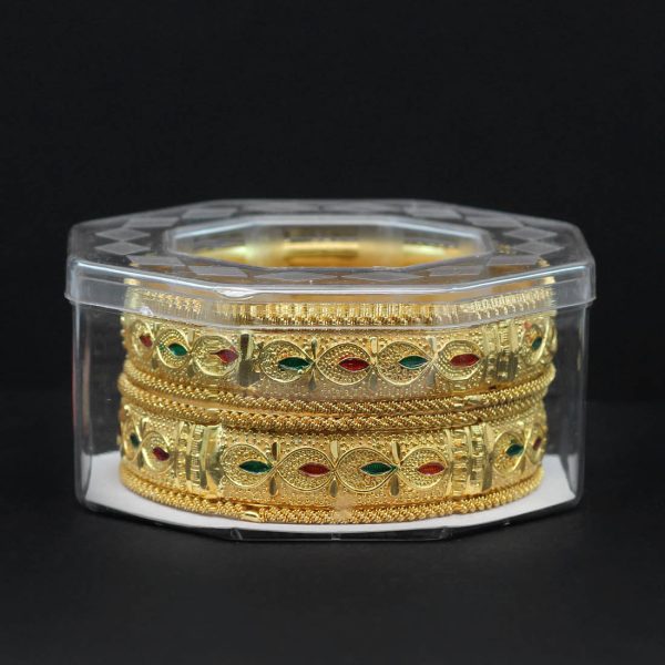 Maroon & Green Color 1 Pair Of Bangle Size: 2.8-12750