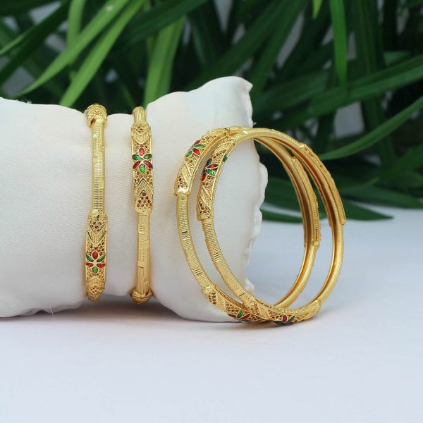 Maroon & Green Color 1 Set Of Bangle Size: 2.10-12692