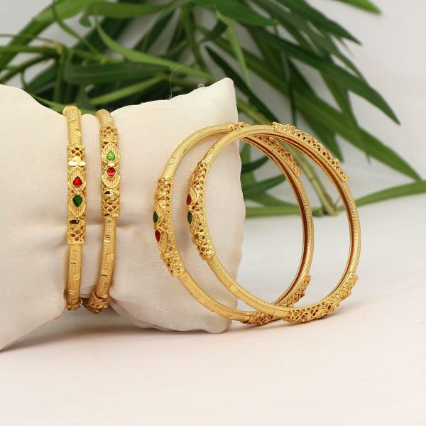 Maroon & Green Color 6 Set Of Bangles Combo Size-15625