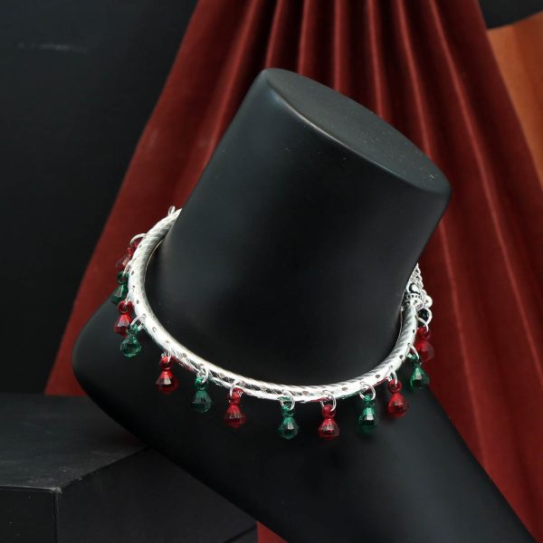 Maroon & Green Color Anklets-0