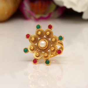 Maroon & Green Color Copper Finger Ring-0