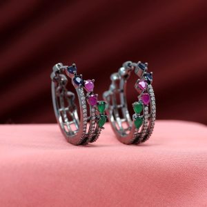 Multi Color American Diamond Earrings-0