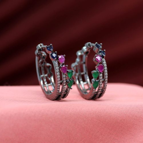 Multi Color American Diamond Earrings