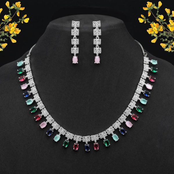 Multi Color American Diamond Necklaces Set-0