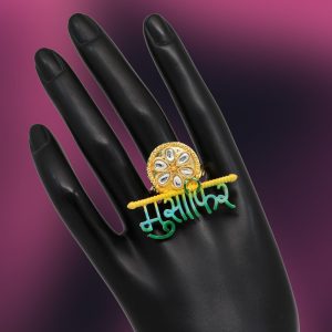 Multi Color Mint Meena Finger Ring For Women-0