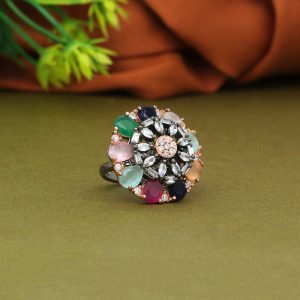 Multi Color Premium American Diamond Rings-0