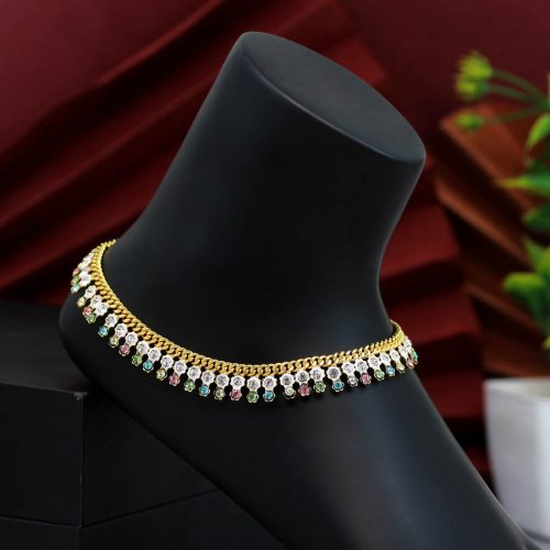 Multi Color Rhinestone Anklets