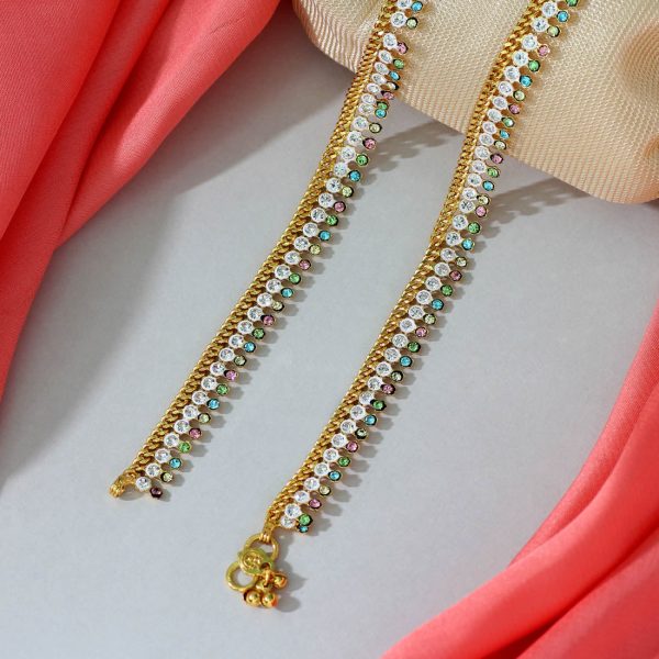 Multi Color Rhinestone Anklets-12164