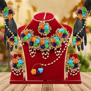 Multi Color Synthetic Rose Floral Bridal Set-0