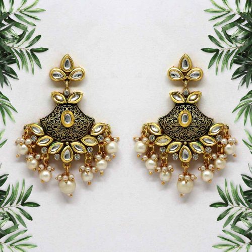 Navy Blue Color Mint Meena Earrings