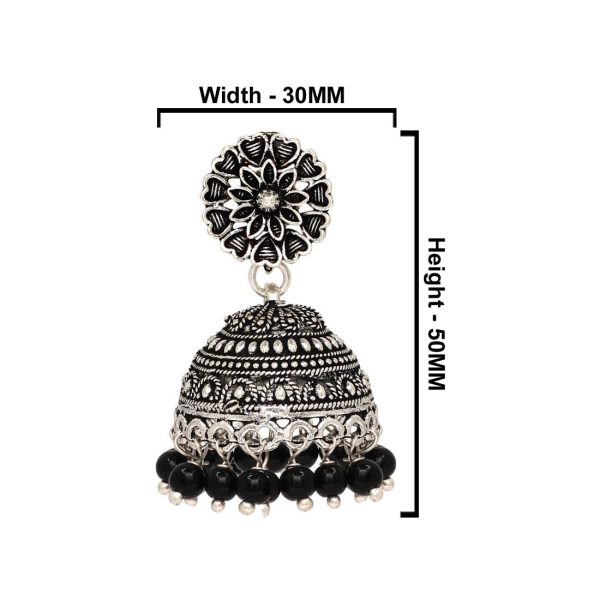 Oxidised Silver Plated Black Color Earrings Jewellery-10781
