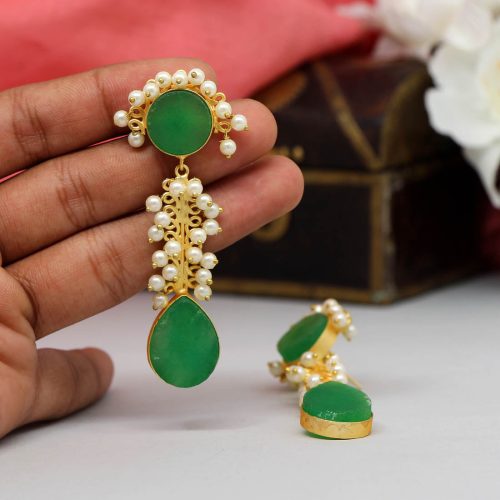 Parrot Green Color Amrapali Earrings