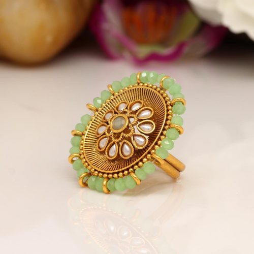 Parrot Green Color Copper Finger Ring