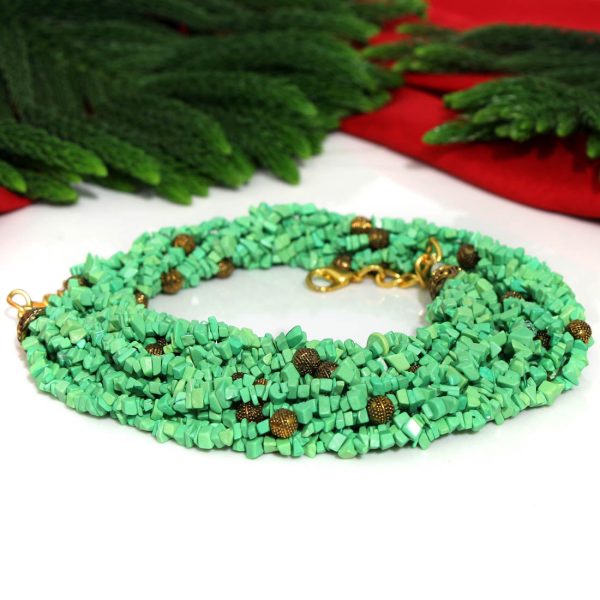 Parrot Green Color Onyx Stone Necklace Set-10694