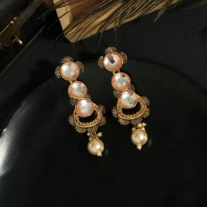 Peach Color Antique Earrings-0