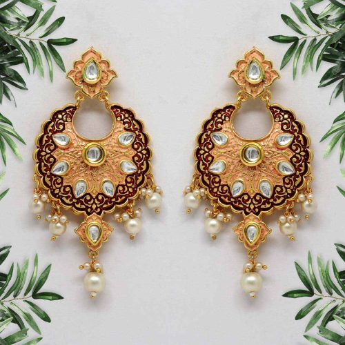 Peach Color Mint Meena Earrings