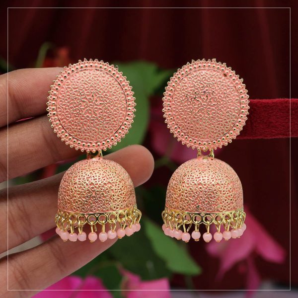 Peach Color Mint Meena Earrings-0
