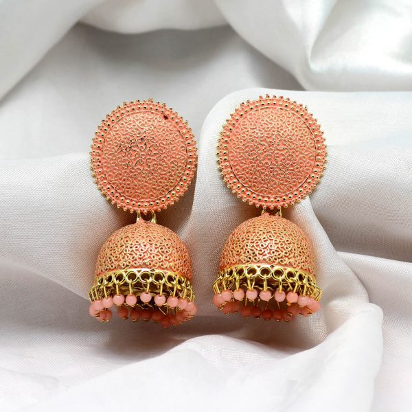 Peach Color Mint Meena Earrings-12803
