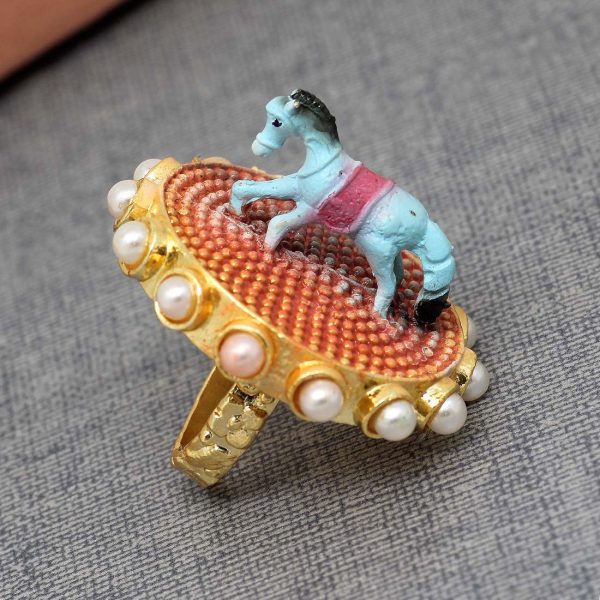 Peach Color Mint Meena Finger Ring For Women-10865