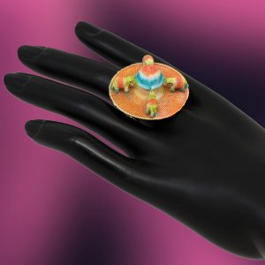 Peach Color Mint Meena Finger Ring For Women-0
