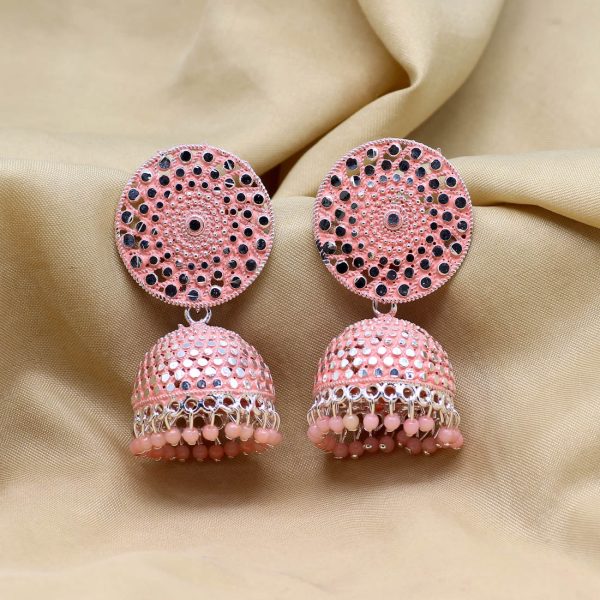 Peach Color Oxidised Mint Meena Earrings-0