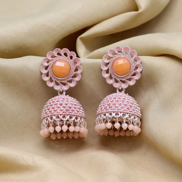 Peach Color Oxidised Mint Meena Earrings-12821