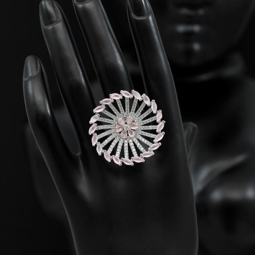 Pink Color American Diamond Finger Ring