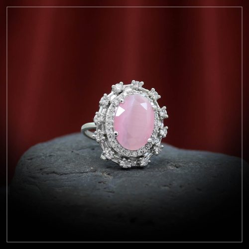 Pink Color American Diamond Finger Ring