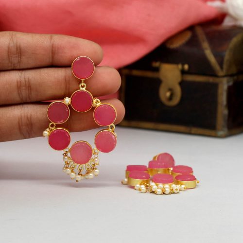 Pink Color Amrapali Earrings