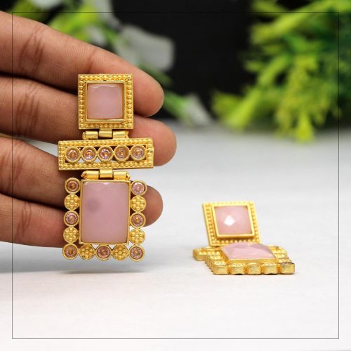 Pink Color Amrapali Earrings