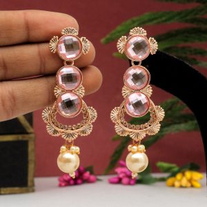 Pink Color Antique Earrings-0
