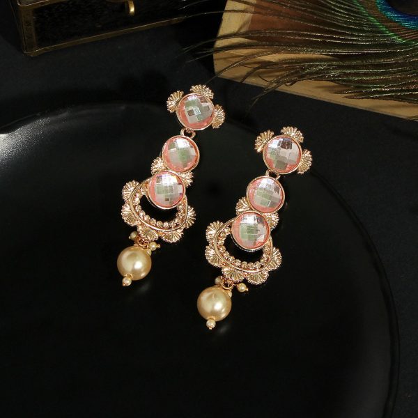 Pink Color Antique Earrings-3273