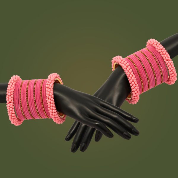 Pink Color Bangles Set Size: 2.4-0