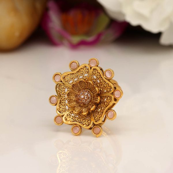 Pink Color Copper Finger Ring-0