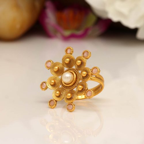 Pink Color Copper Finger Ring