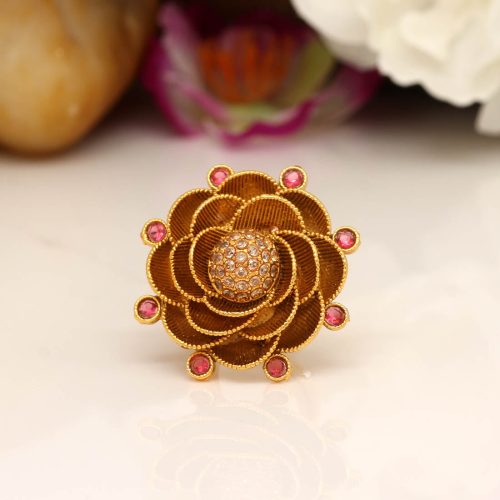 Pink Color Copper Finger Ring