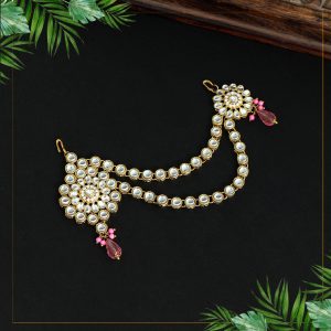 Pink Color Kundan Maang Pasa-0