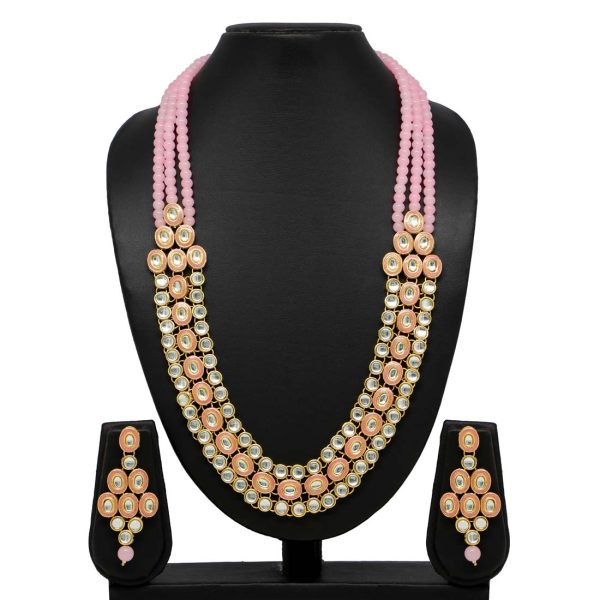 Pink Color Kundan Necklace Set-0