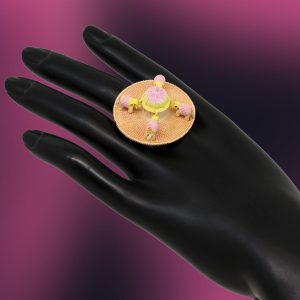 Pink Color Mint Meena Finger Ring For Women-0