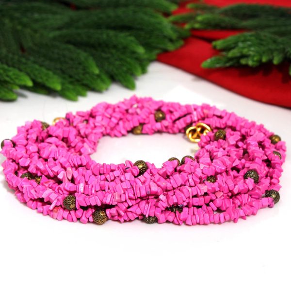 Pink Color Onyx Stone Necklace Set-10697