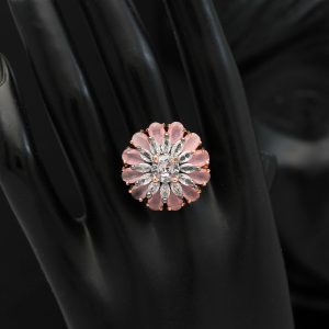 Pink Color Premium American Diamond Rings-0